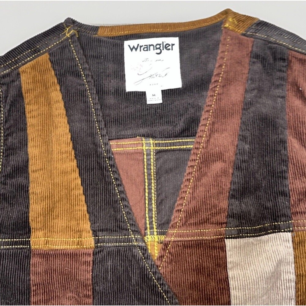 Wrangler x Lainey Wilson Patchwork Corduroy Vest Women’s Size M Brown Western - Picture 2 of 10
